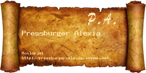 Pressburger Alexia névjegykártya